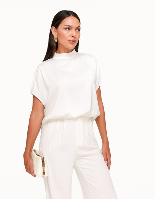Witte Satijnen Open Rug SS - Top - Olivia & Kate
