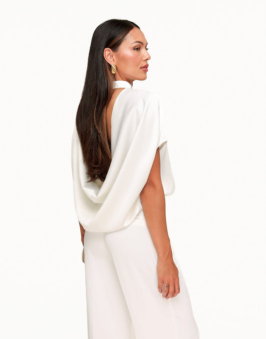 Witte Satijnen Open Rug SS - Top - Olivia & Kate