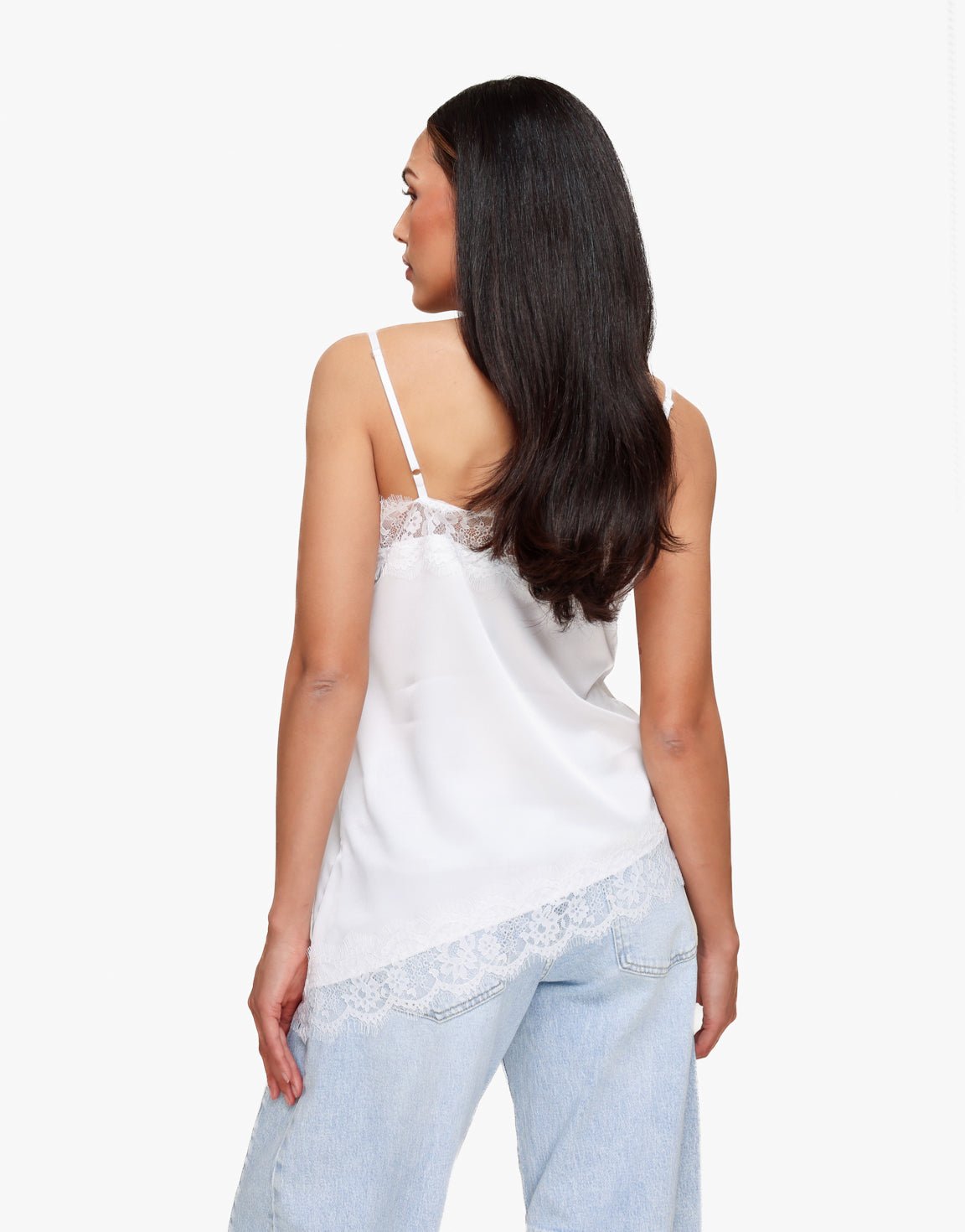 Witte Satijnen Schuine Kanten - Top - Olivia & Kate