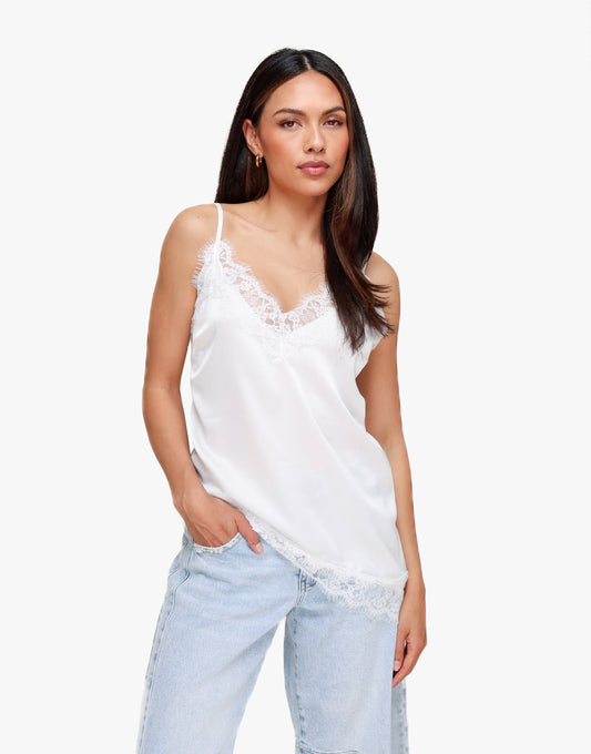 Witte Satijnen Schuine Kanten - Top - Olivia & Kate