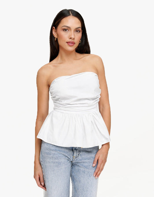 Witte Strapless Peplum - Top - Olivia & Kate