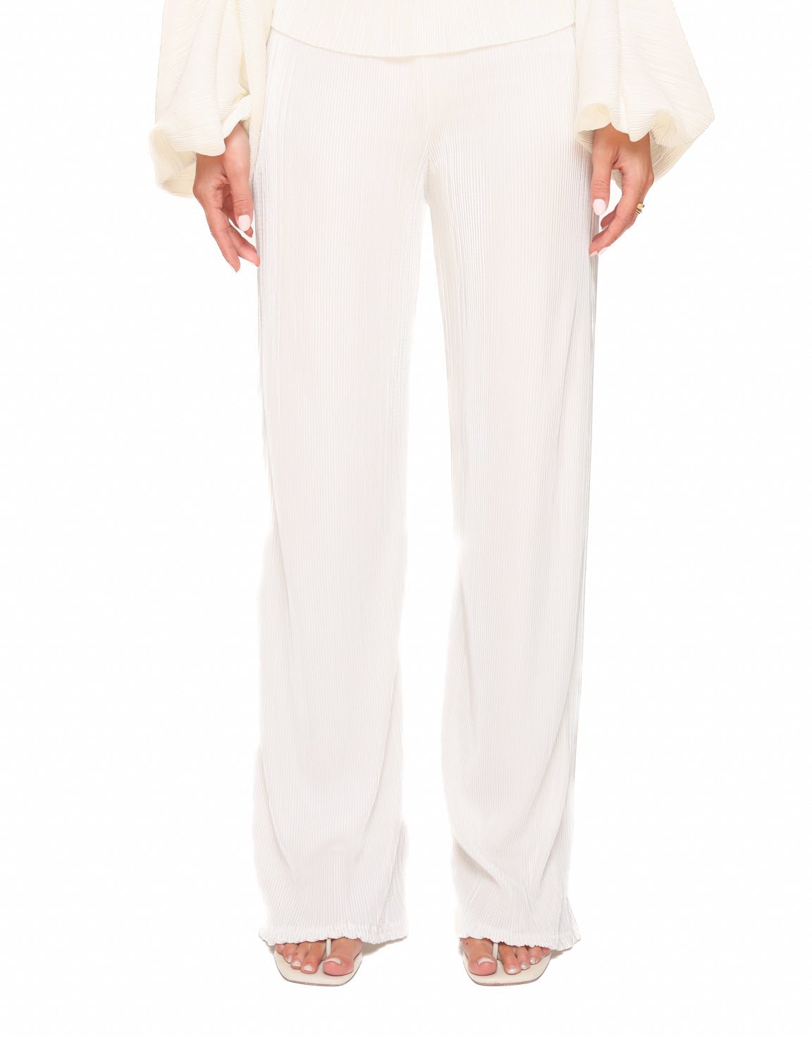 Witte V - hals Plisse - set - Olivia & Kate