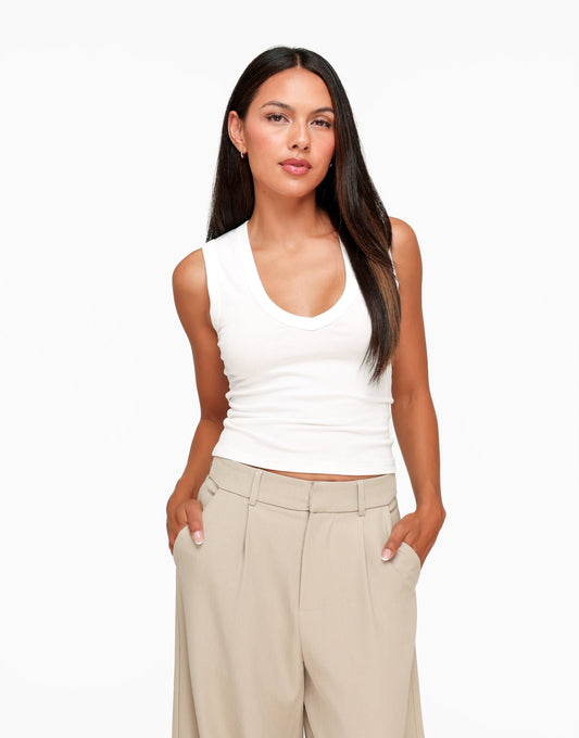 Witte V-Hals Tank - Top - Olivia & Kate