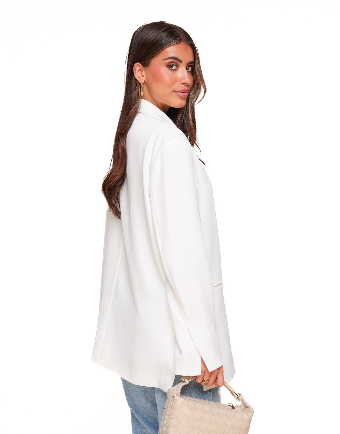 Witte Vierkante Oversized - Blazer - Olivia & Kate