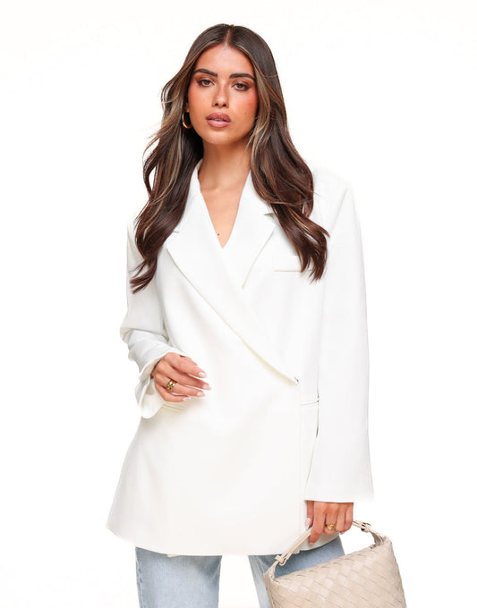 Witte Vierkante Oversized - Blazer - Olivia & Kate