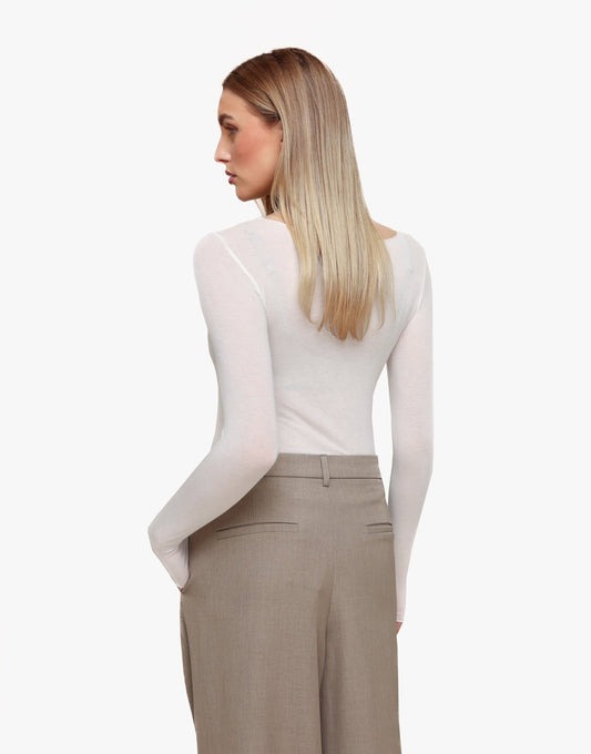 Witte Zachte Doorschijnende LS - Top - Olivia & Kate