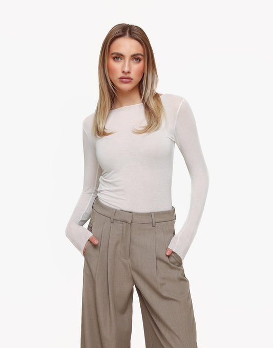 Witte Zachte Doorschijnende LS - Top - Olivia & Kate