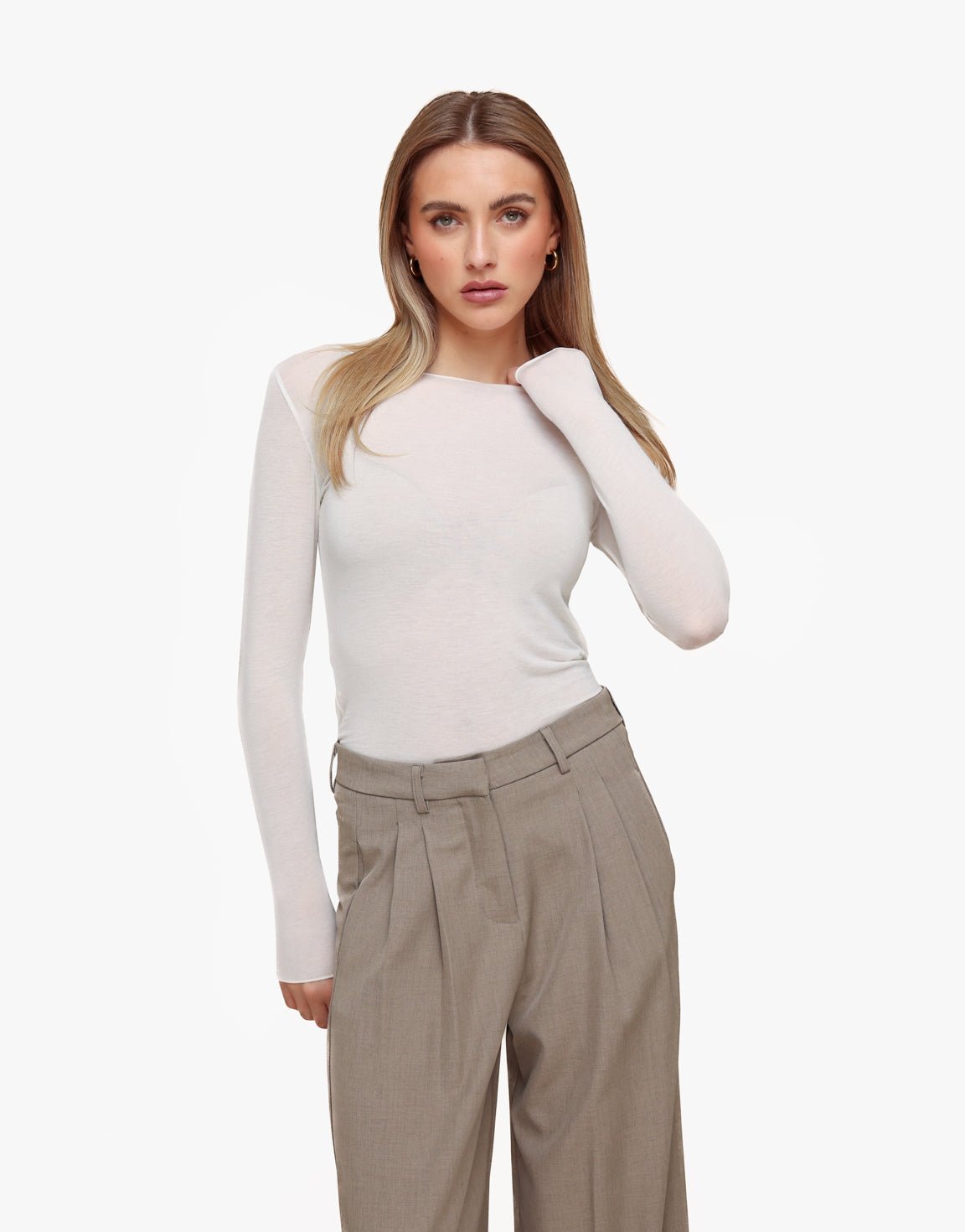 Witte Zachte Doorschijnende LS - Top - Olivia & Kate