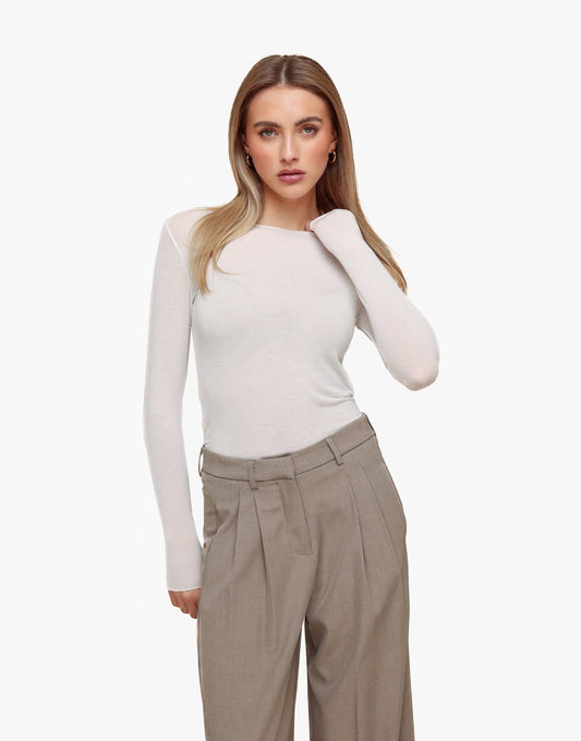 Witte Zachte Doorschijnende LS - Top - Olivia & Kate