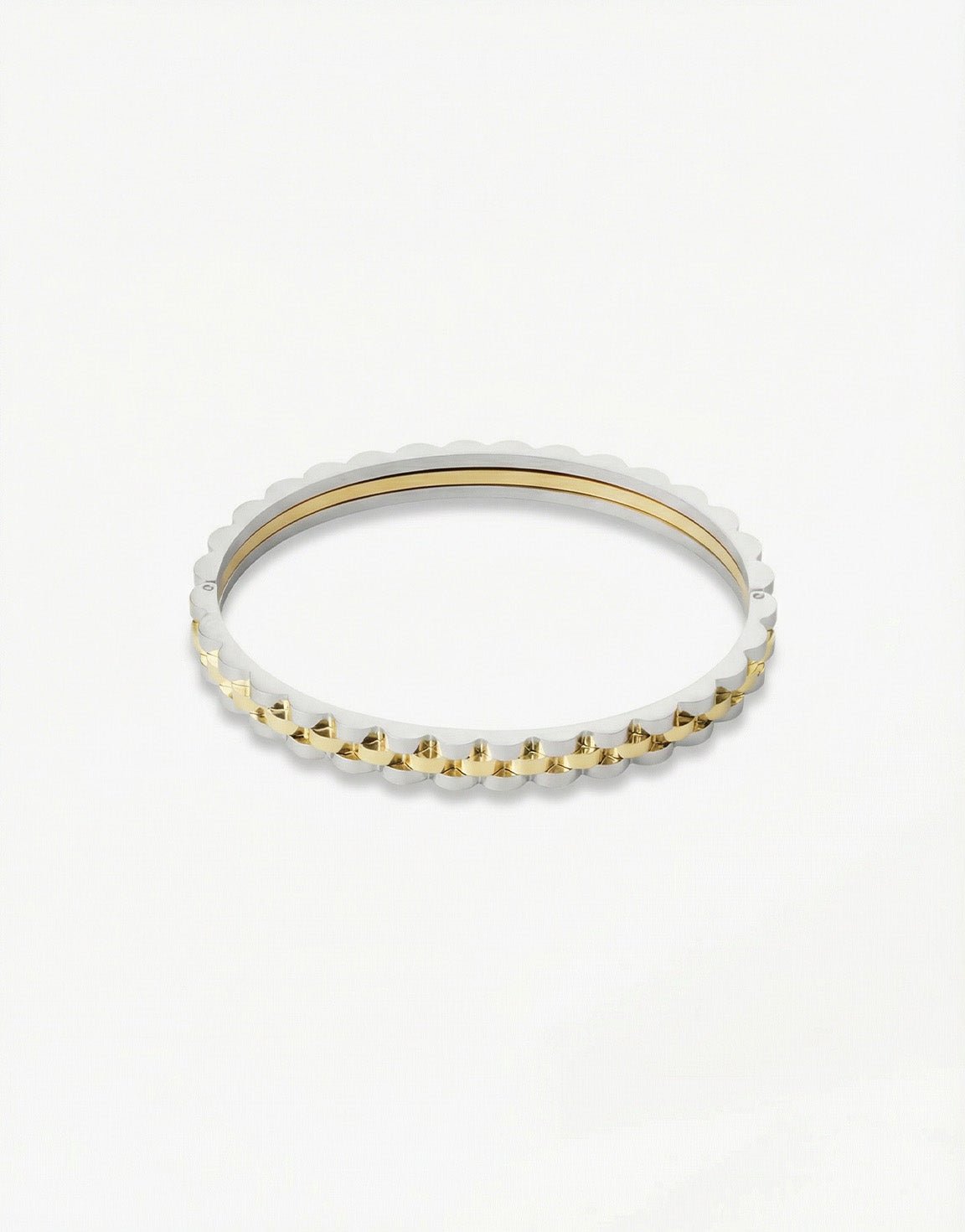 Zilveren met Gouden Schakel Bangle - Armband - Olivia & Kate