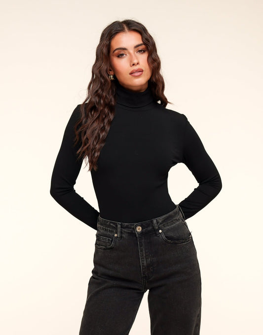 Zwarte Basic Hoge Col - Body - Olivia & Kate