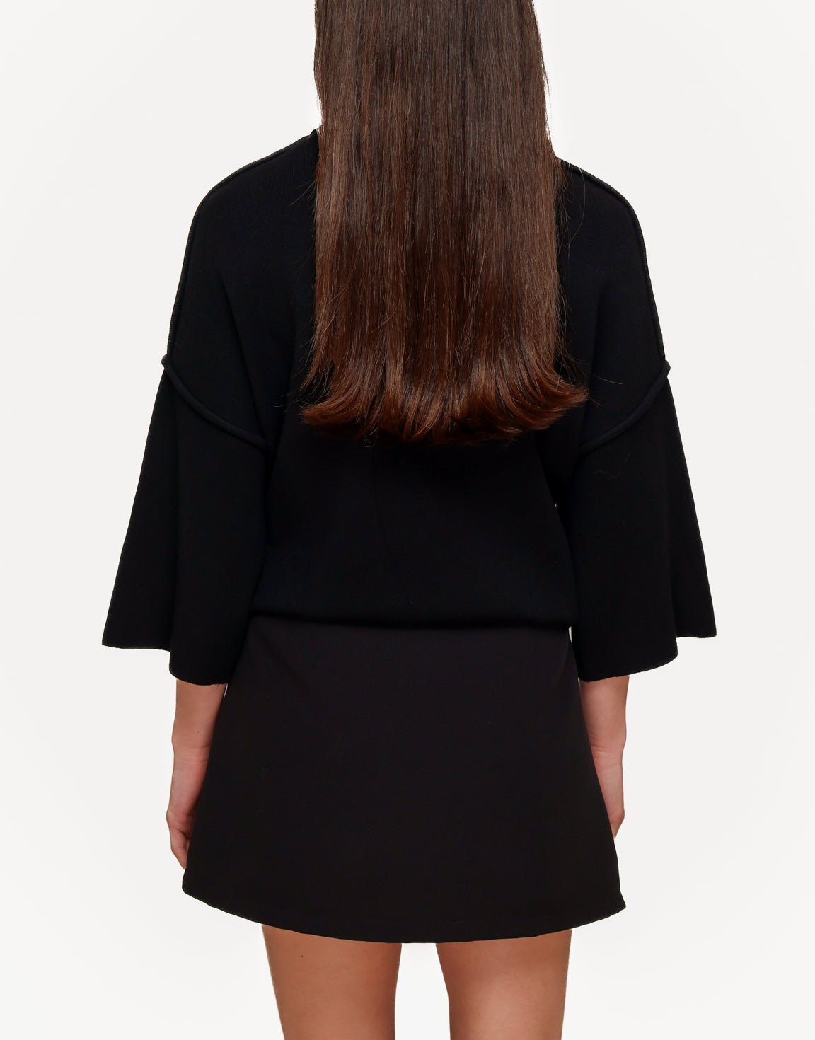 Zwarte Basic Hoge Hals 3/4 Mouwen - Top - Olivia & Kate