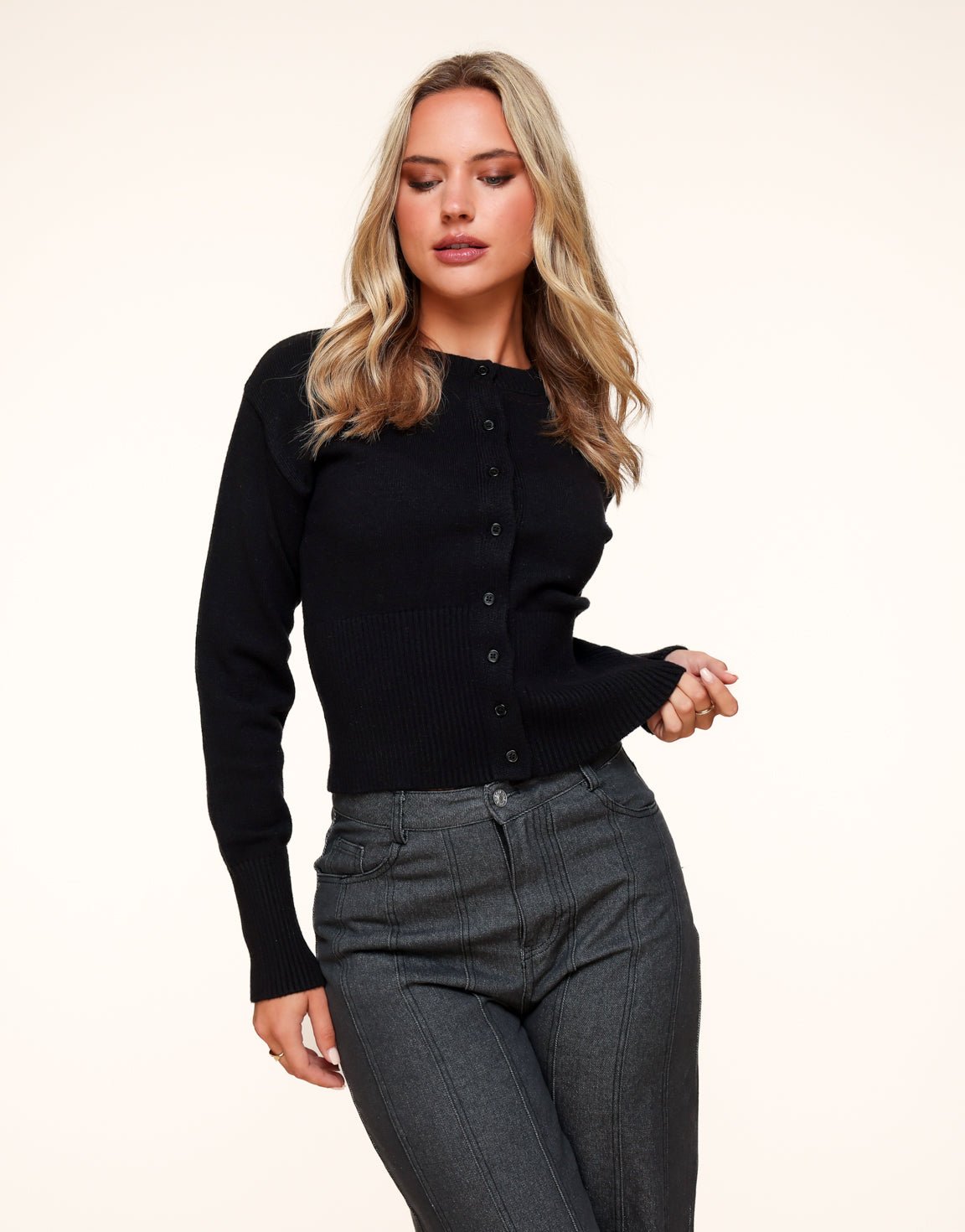 Zwarte Basic Knopen - Vest - Olivia & Kate