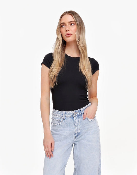 Zwarte Basic SS - Top - Olivia & Kate
