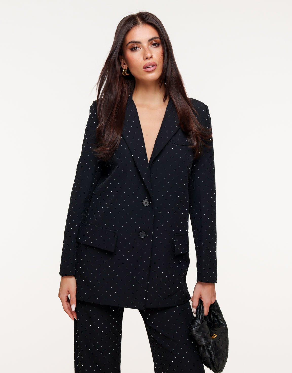 Zwarte Basic Zilveren Glitter Stenen - Blazer - Olivia & Kate