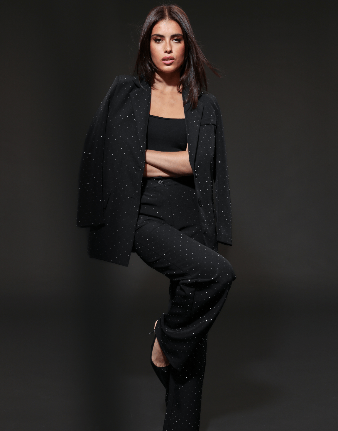 Zwarte Basic Zilveren Glitter Stenen - Set - Olivia & Kate