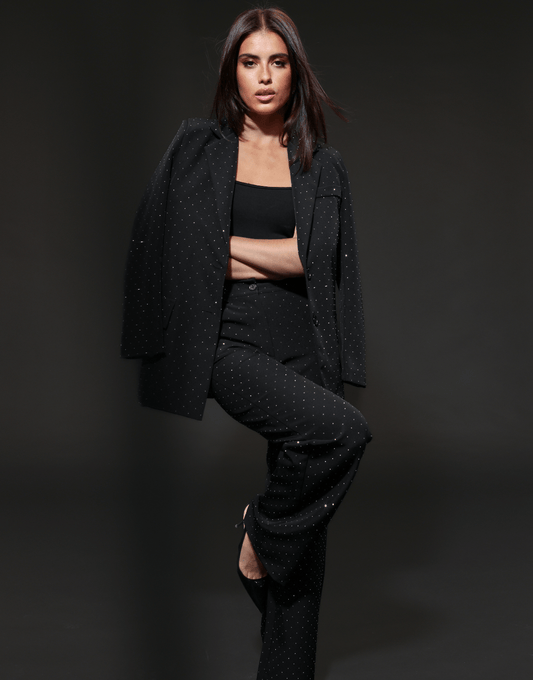 Zwarte Basic Zilveren Glitter Stenen - Set - Olivia & Kate