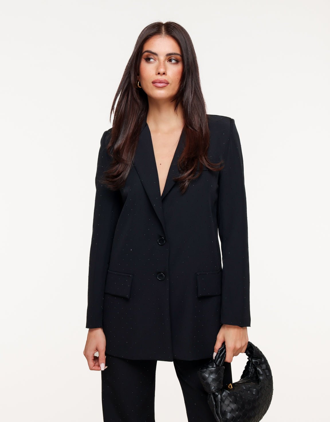 Zwarte Basic Zwarte Glitter Stenen - Blazer - Olivia & Kate