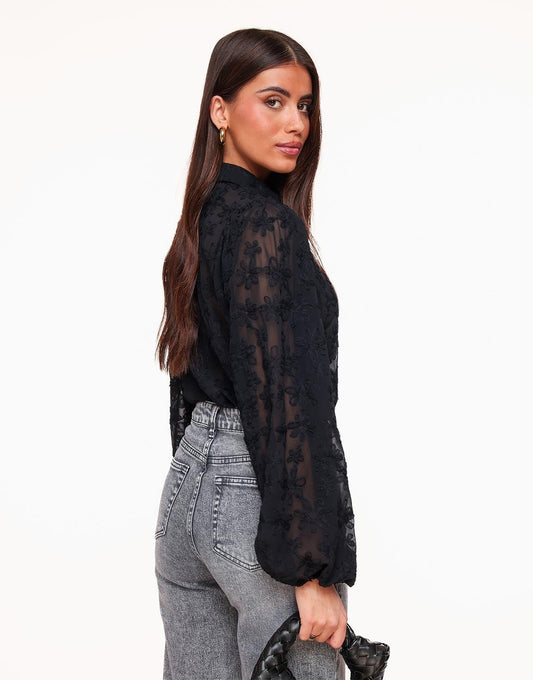 Zwarte Bloemen - Blouse - Olivia & Kate