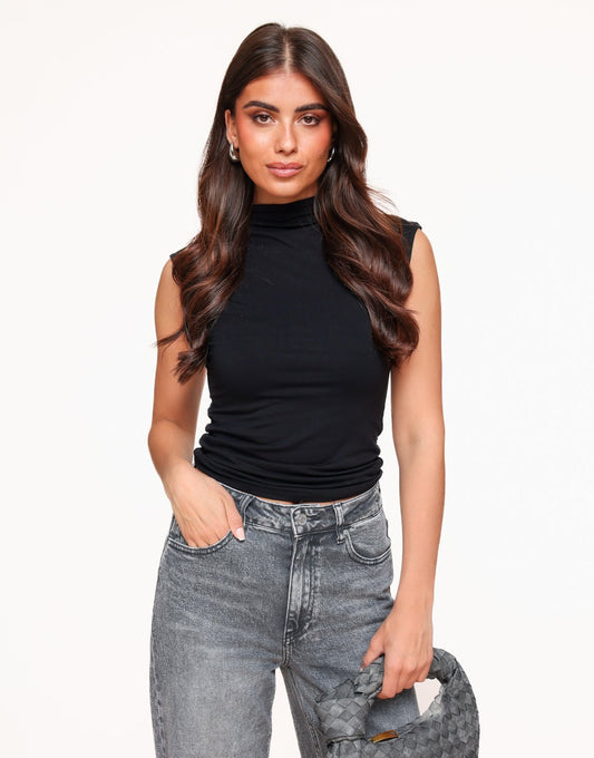 Zwarte Col SS - Top - Olivia & Kate