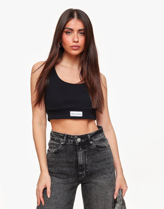 Zwarte Cropped - Top - Olivia & Kate