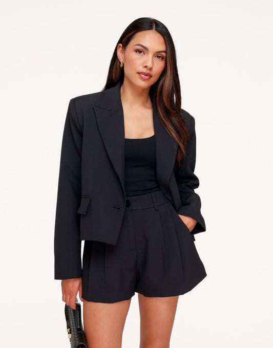 Zwarte Cropped Zak Detail - Blazer - Olivia & Kate