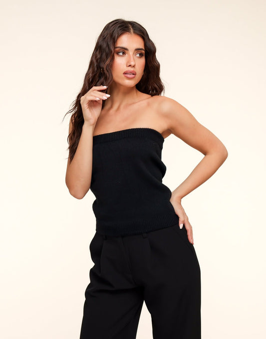 Zwarte Gebreide Tube - Top - Olivia & Kate