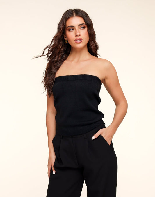 Zwarte Gebreide Tube - Top - Olivia & Kate
