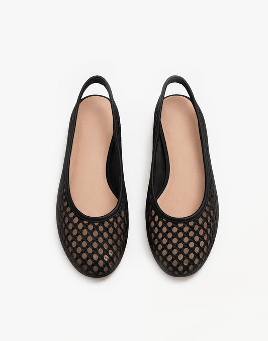 Zwarte Gehaakte Open Achterkant - Ballerina's - Olivia & Kate