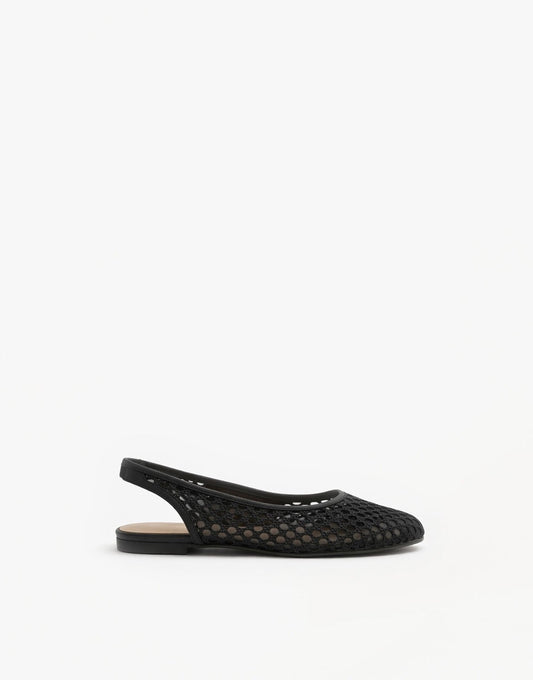 Zwarte Gehaakte Open Achterkant - Ballerina's - Olivia & Kate