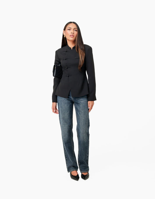 Zwarte Geknoopte Details LS - Blazer - Olivia & Kate