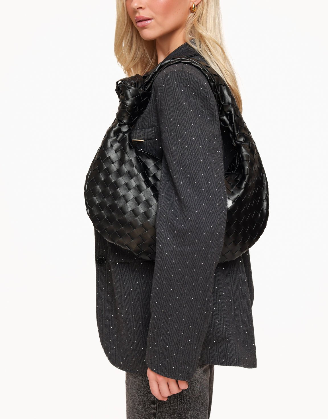 Zwarte Grote Brede Gevlochten - Tas - Olivia & Kate