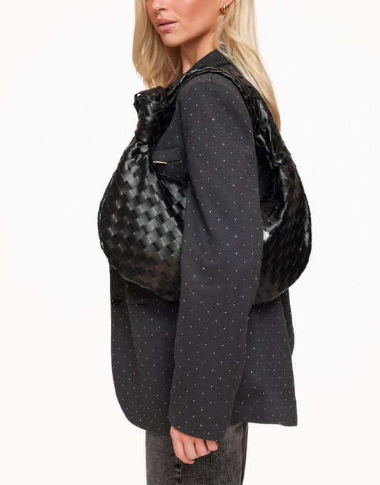 Zwarte Grote Brede Gevlochten - Tas - Olivia & Kate