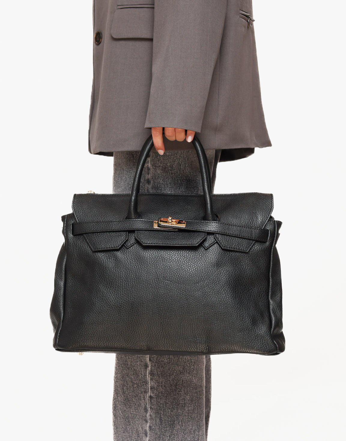 Zwarte Grote Gouden Details - Tas - Olivia & Kate