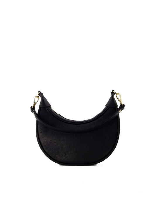 Zwarte Half Ronde Leren - Tas - Olivia & Kate