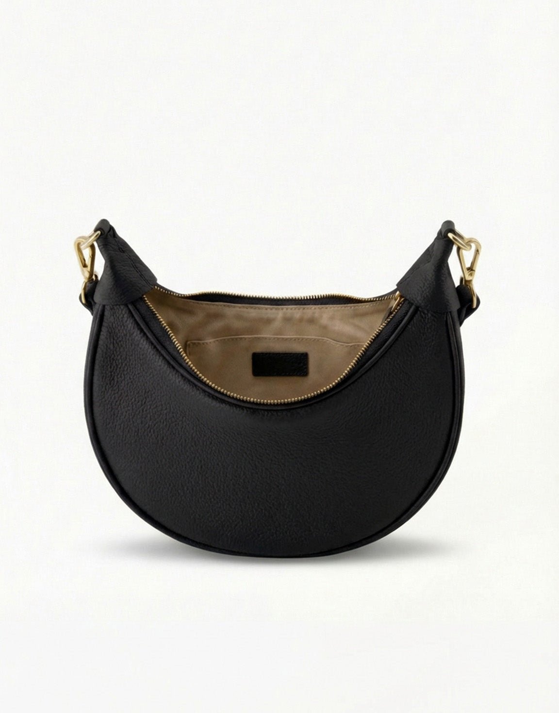 Black Half Round Leather - Bag - Olivia & Kate