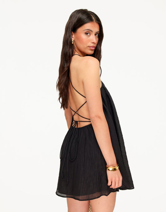 Zwarte Halter Flowy - Jurk - Olivia & Kate