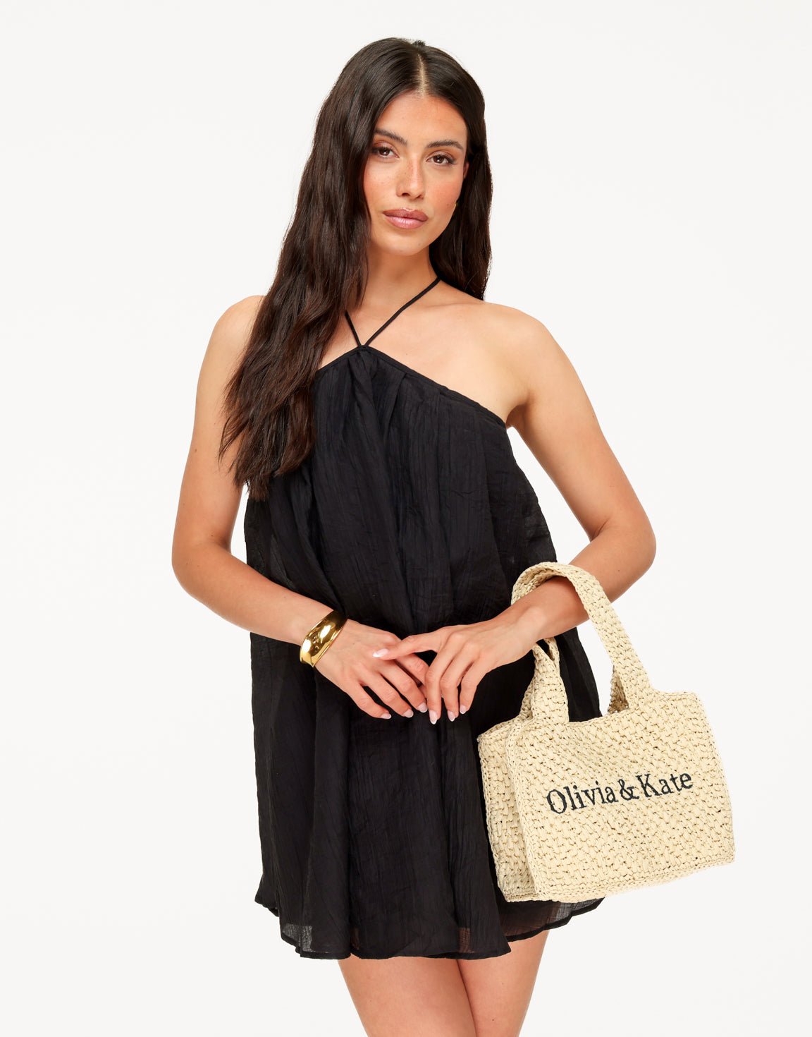 Zwarte Halter Flowy - Jurk - Olivia & Kate