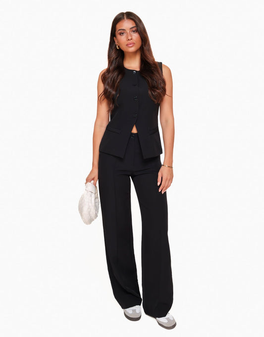 Zwarte Hoge Knopen - Gilet - Olivia & Kate