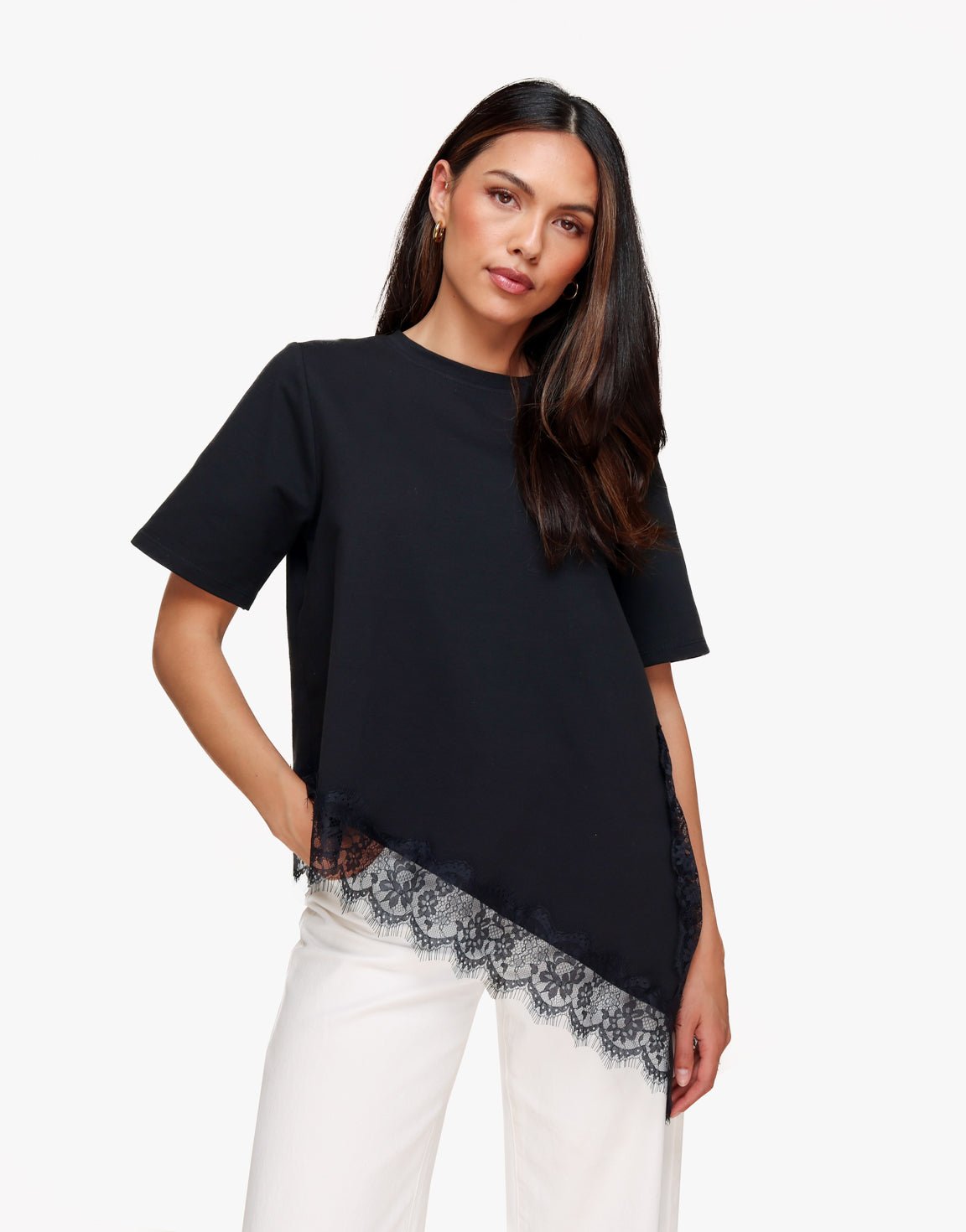 Zwarte Kanten SS - T-shirt - Olivia & Kate