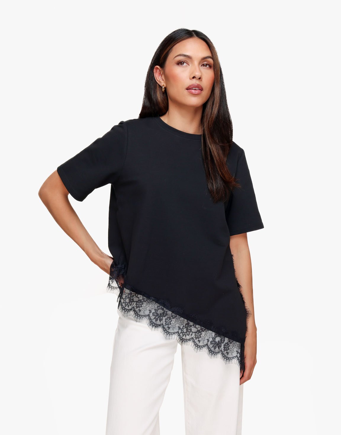 Zwarte Kanten SS - T-shirt - Olivia & Kate