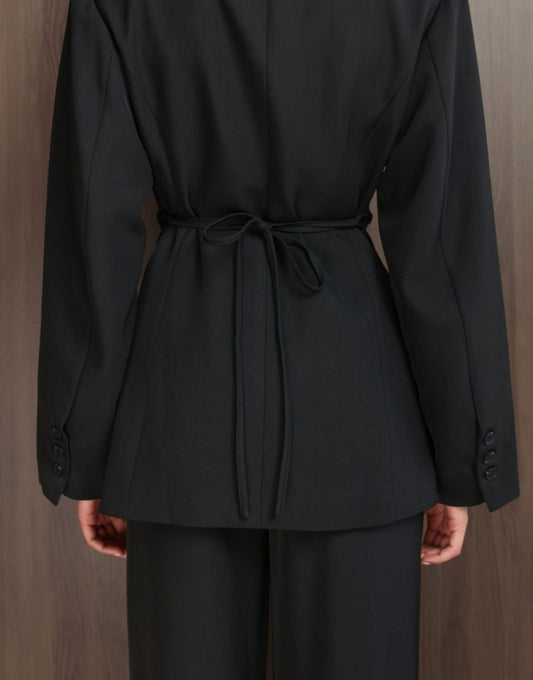 Zwarte Lange Ceintuur - Blazer - Olivia & Kate