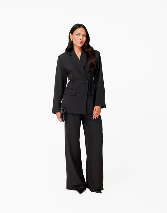 Zwarte Lange Ceintuur - Blazer - Olivia & Kate