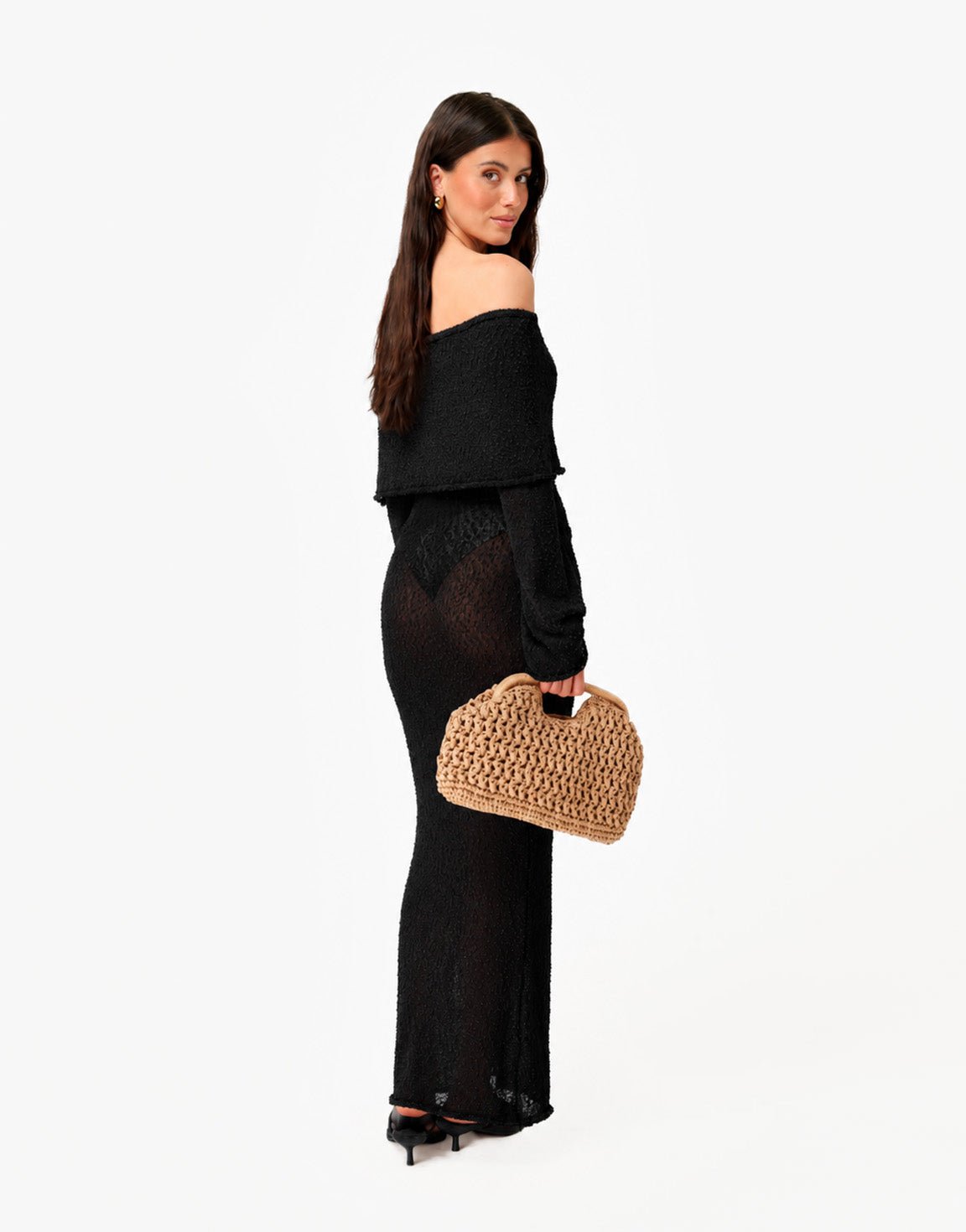 Zwarte Lange Off Shoulder - Jurk - Olivia & Kate