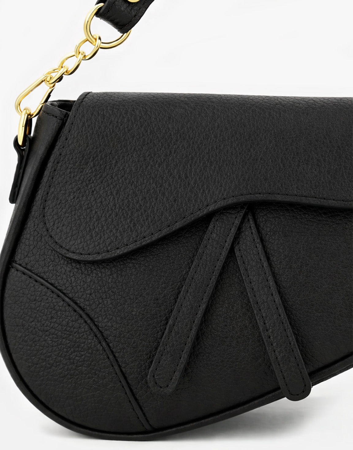 Zwarte Leren Saddle - Tas - Olivia & Kate