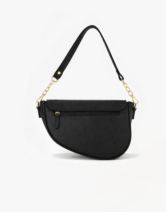 Zwarte Leren Saddle - Tas - Olivia & Kate