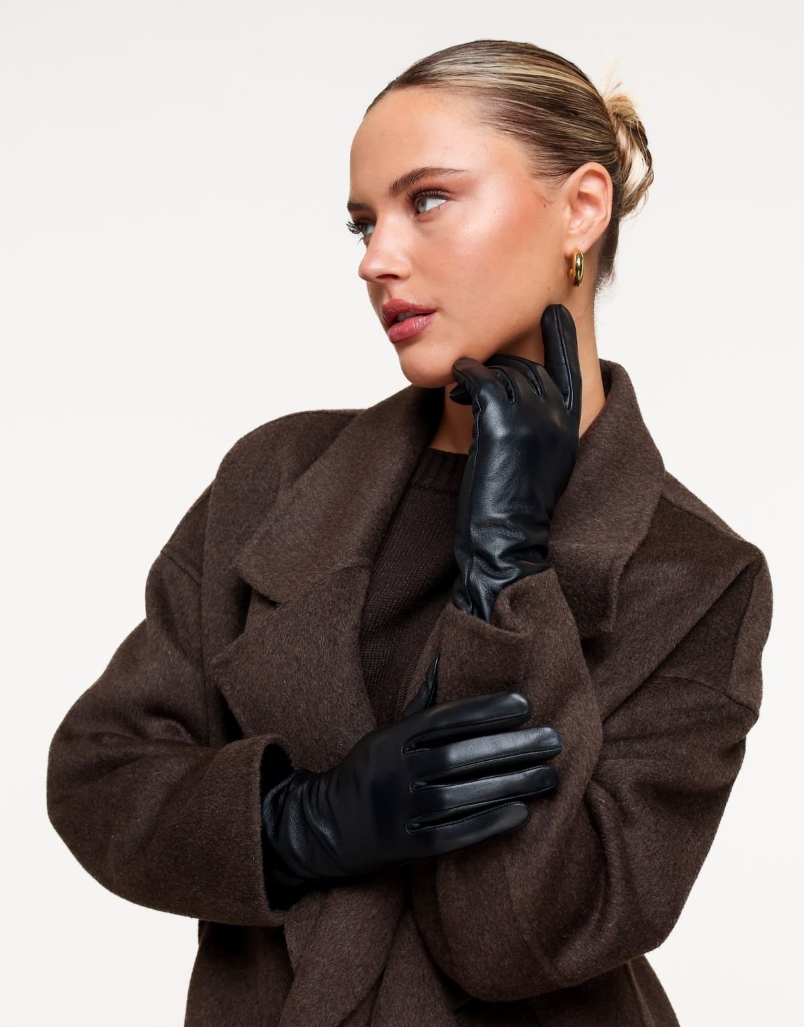 Zwarte Leren Telefoontouch - Handschoenen - Olivia & Kate