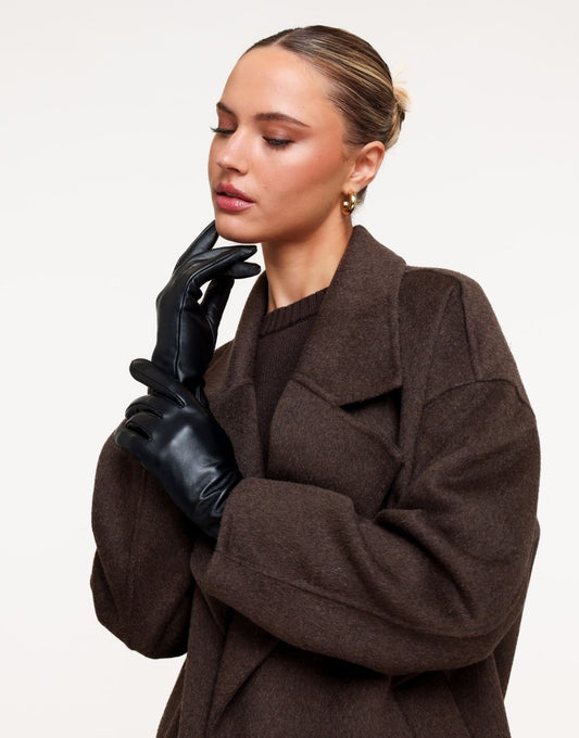 Zwarte Leren Telefoontouch - Handschoenen - Olivia & Kate