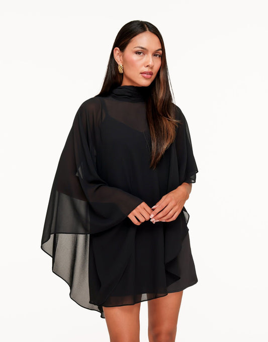 Zwarte Losse Cape - Jurk - Olivia & Kate