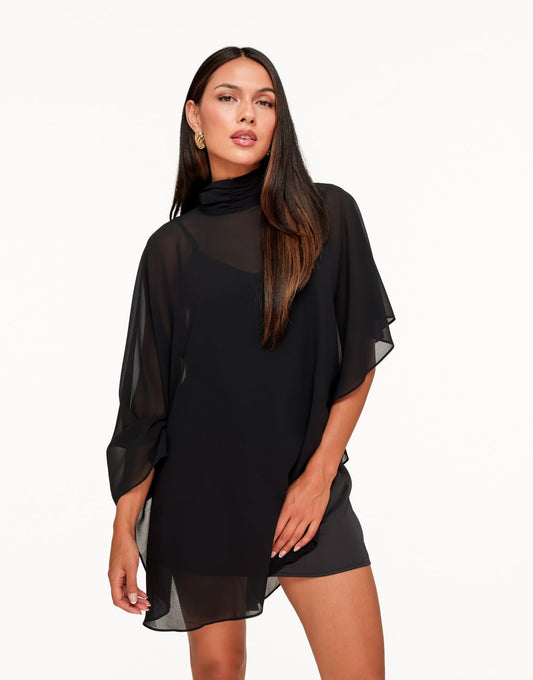 Zwarte Losse Cape - Jurk - Olivia & Kate